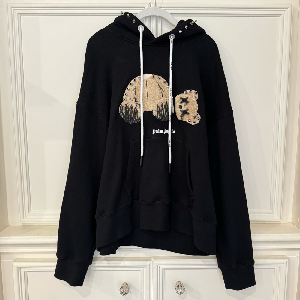 Palm Angels Studded Teddy Bear Hoodie